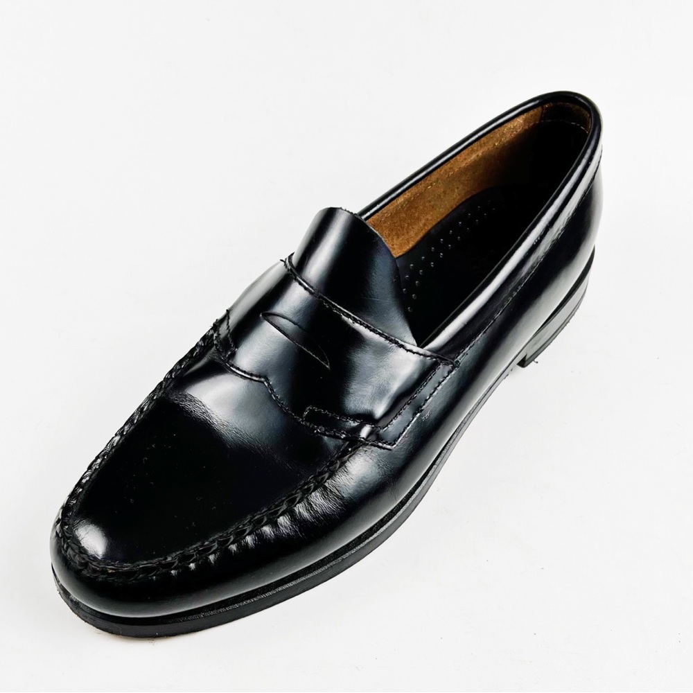 Bass Weejuns Mens LarsonBlack Leather Penny Loafers Size 10.5